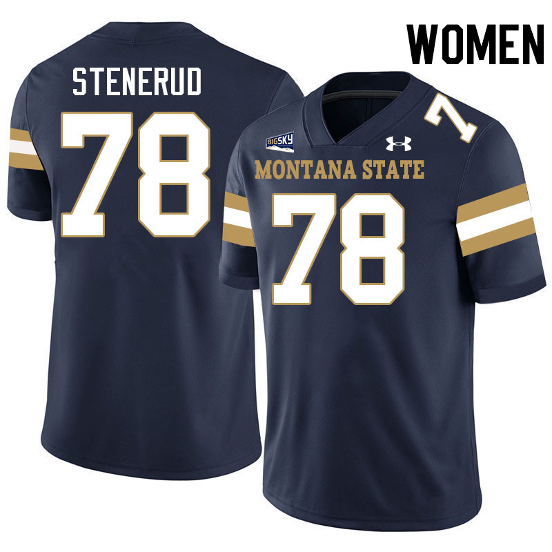 Women #78 Jan Stenerud Montana State Bobcats Jerseys Football Stitched-Navy